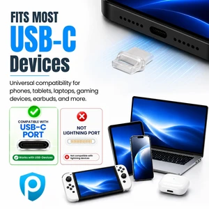 USB C Dust Plugs 10 Pack with Easy Grip Tabs and Cleaning Brush, Clear USB C Dust Plugs 10 Pack with Easy Grip Tabs and Cleaning Brush, Clear