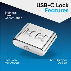 USB C Port Blockers 5 Pack, Stainless Steel Security Locks with Key USB C Port Blockers 5 Pack, Stainless Steel Security Locks with Key