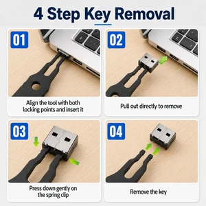 USB A Port Blockers 10 Pack, Two Point Zinc Alloy Locks, 1 Key, Black USB A Port Blockers 10 Pack, Two Point Zinc Alloy Locks, 1 Key, Black