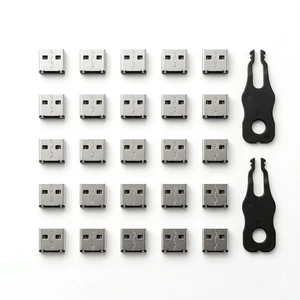 USB A Port Blockers 25 Pack, Two Point Zinc Alloy Locks, 2 Keys, Black USB A Port Blockers 25 Pack, Two Point Zinc Alloy Locks, 2 Keys, Black