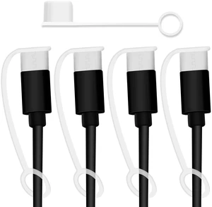 PortPlugs USB-C Cable Dust Caps, 5 Pieces with Integrated Tether, Compatible with Most USB-C Cables - Clear PortPlugs USB-C Cable Dust Caps, 5 Pieces with Integrated Tether, Compatible with Most USB-C Cables - Clear