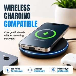 PortPlugs USB-C and 3.5mm Dust Plugs, 5 Pairs with SIM Tool and Cleaning Brush, Compatible with USB-C Ports and Headphone Jacks - Clear PortPlugs USB-C and 3.5mm Dust Plugs, 5 Pairs with SIM Tool and Cleaning Brush, Compatible with USB-C Ports and Headphone Jacks - Clear