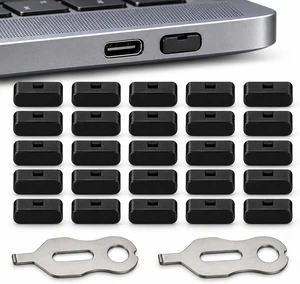 PortPlugs USB-C Port Blockers 25 Pack, Secure Fit with Easy Removal - Black PortPlugs USB-C Port Blockers 25 Pack, Secure Fit with Easy Removal - Black