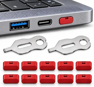 PortPlugs USB-C Port Blockers 10 Pack, USB-C Access Control with 2 Keys - Red PortPlugs USB-C Port Blockers 10 Pack, USB-C Access Control with 2 Keys - Red