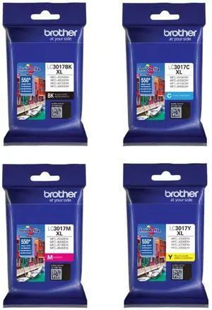 Genuine LC3017 (LC-3017) (BK/C/M/Y) High Yield Color Ink 4-Pack (Includes 1 Each LC3017BK, LC3017C, LC3017M, LC3017Y) Genuine LC3017 (LC-3017) (BK/C/M/Y) High Yield Color Ink 4-Pack (Includes 1 Each LC3017BK, LC3017C, LC3017M, LC3017Y)