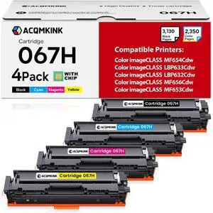 Cartridge 067H CRG067H Toner Cartridge Set 4 Pack Replacement for Canon 067H Color imageCLASS MF656Cdw LBP633Cdw LBP632Cdw MF653Cdw MF654Cdw Printer Ink (1BK /1C/1M/1Y) Cartridge 067H CRG067H Toner Cartridge Set 4 Pack Replacement for Canon 067H Color imageCLASS MF656Cdw LBP633Cdw LBP632Cdw MF653Cdw MF654Cdw Printer Ink (1BK /1C/1M/1Y)
