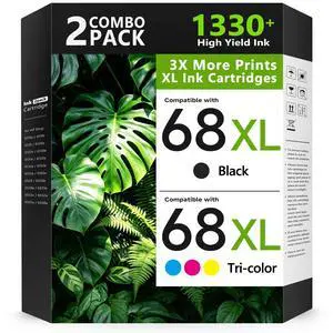 68 Ink Cartridges Black/Color Combo Pack for HP68 68XL Ink Cartridges High Yield Compatible for HP Envy 6155e 6555e 6100e 6500e 6152e 6100 6500 6155 6555 Series Printer Upgraded Chip (1 Black, 1Color) 68 Ink Cartridges Black/Color Combo Pack for HP68 68XL Ink Cartridges High Yield Compatible for HP Envy 6155e 6555e 6100e 6500e 6152e 6100 6500 6155 6555 Series Printer Upgraded Chip (1 Black, 1Color)