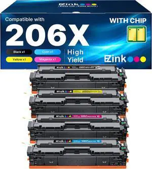206X Toner Cartridges 4 Pack for HP M283fdw M283cdw M255dw | 206X high yield toner cartridges 4 pack with chip for HP Color LaserJet Pro M283fdw M283cdw M255dw and M255nw 206X Toner Cartridges 4 Pack for HP M283fdw M283cdw M255dw | 206X high yield toner cartridges 4 pack with chip for HP Color LaserJet Pro M283fdw M283cdw M255dw and M255nw
