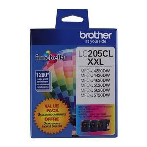 Genuine Super High Yield Color Ink Cartridge, LC2053PKS, Replacement Color Ink Three Pack, Includes 1 Cartridge Each of Cyan, Magenta & Yellow, Page Yield Up to 1200 Pages/Cartridge, LC205 Genuine Super High Yield Color Ink Cartridge, LC2053PKS, Replacement Color Ink Three Pack, Includes 1 Cartridge Each of Cyan, Magenta & Yellow, Page Yield Up to 1200 Pages/Cartridge, LC205