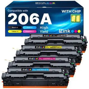 206A Toner Cartridges 4 Pack for HP M283fdw M283cdw M255dw | 206A toner cartridges 4 pack with chip for HP Color LaserJet Pro M283fdw M283cdw M283fdn M282nw M255dw and M255nw 206A Toner Cartridges 4 Pack for HP M283fdw M283cdw M255dw | 206A toner cartridges 4 pack with chip for HP Color LaserJet Pro M283fdw M283cdw M283fdn M282nw M255dw and M255nw