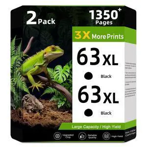 63XL 63 Black Ink Cartridge Replacement for HP Ink HP63 XL HP63XL for Envy 4520 4512 4510 Officejet 3830 5255 4655 4650 5258 5200 4652 5252 Deskjet 3630 3632 2132 1112 3631 3633 3634 Printer, 2-Pack 63XL 63 Black Ink Cartridge Replacement for HP Ink HP63 XL HP63XL for Envy 4520 4512 4510 Officejet 3830 5255 4655 4650 5258 5200 4652 5252 Deskjet 3630 3632 2132 1112 3631 3633 3634 Printer, 2-Pack