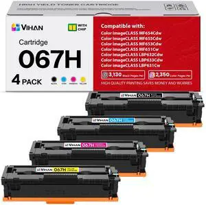067H Toner Cartridge Set 4 Pack Replacement for Canon 067 067H Color imageCLASS LBP633Cdw MF656Cdw LBP632Cdw MF653Cdw MF654Cdw Printer Ink (1BK/1C/1M/1Y) 067H Toner Cartridge Set 4 Pack Replacement for Canon 067 067H Color imageCLASS LBP633Cdw MF656Cdw LBP632Cdw MF653Cdw MF654Cdw Printer Ink (1BK/1C/1M/1Y)