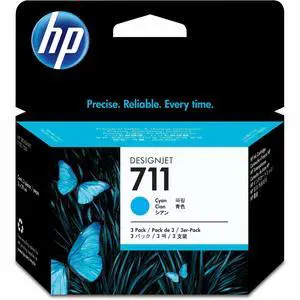 711 Cyan 29-ml 3-Pack Genuine Ink Cartridges (CZ134A) for DesignJet T530, T525, T520, T130, T125, T120 & T100 Large Format Plotter Printers 711 Cyan 29-ml 3-Pack Genuine Ink Cartridges (CZ134A) for DesignJet T530, T525, T520, T130, T125, T120 & T100 Large Format Plotter Printers