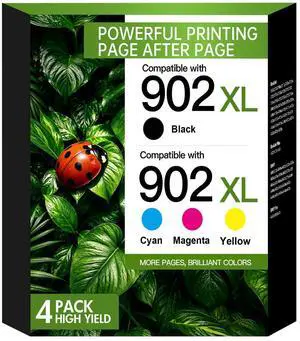 902XL 902 Ink Cartridges for HP Printers 6978 6968 Ink Cartridges 4-Pack | Compatible for HP 902XL Black and Color Combo Pack Work for HP902 OfficeJet Pro 6970 6958 6960 6972 6950 6962 Printers 902XL 902 Ink Cartridges for HP Printers 6978 6968 Ink Cartridges 4-Pack | Compatible for HP 902XL Black and Color Combo Pack Work for HP902 OfficeJet Pro 6970 6958 6960 6972 6950 6962 Printers