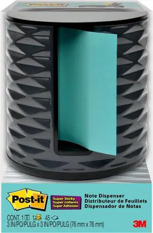 Note Dispenser, Vertical Design, Pop-Up Notes, Black with Grey Geometric Pattern, 1 Aqua Splash 3 in x 3 in Super Sticky Note Pad (Pack of 6) Note Dispenser, Vertical Design, Pop-Up Notes, Black with Grey Geometric Pattern, 1 Aqua Splash 3 in x 3 in Super Sticky Note Pad (Pack of 6)