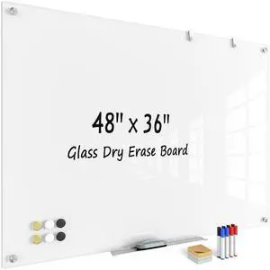 Large Glass Whiteboard, Enhanced Magnetism Glass Dry Erase Board for Wall, 48" x 36" Pure White Tempered Glass Board, 4' x 3' Big White Board for Home, Office, School Large Glass Whiteboard, Enhanced Magnetism Glass Dry Erase Board for Wall, 48" x 36" Pure White Tempered Glass Board, 4' x 3' Big White Board for Home, Office, School