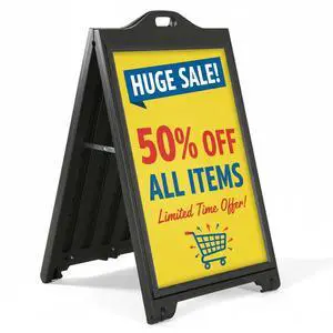 300244-BLK Black Double-Sided Sidewalk A-Frame Sign w/Protective Lens 24" x 36 - Black 300244-BLK Black Double-Sided Sidewalk A-Frame Sign w/Protective Lens 24" x 36 - Black