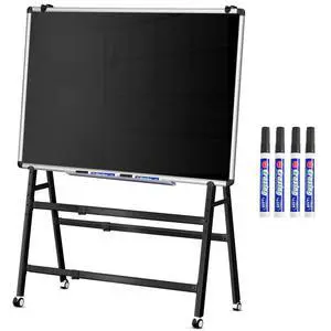 48"x36" Magnetic Double-Sided Rolling Dry Erase Blackboard with Stand | A-Frame Foldable Stand Black Board on Wheels, Height & Width Adjustable Mobile Standing Whiteboard(Black) 48"x36" Magnetic Double-Sided Rolling Dry Erase Blackboard with Stand | A-Frame Foldable Stand Black Board on Wheels, Height & Width Adjustable Mobile Standing Whiteboard(Black)