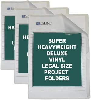 Deluxe Super Heavyweight Non-Glare Vinyl Project Folders, Legal Size, Clear, 50 per Box (62139) (Pack of 3) Deluxe Super Heavyweight Non-Glare Vinyl Project Folders, Legal Size, Clear, 50 per Box (62139) (Pack of 3)
