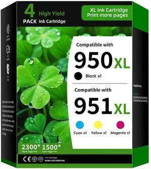 950XL/951XL Ink Cartridge 4-Pack Replacement for HP 950 and 951 Combo Pack Compatible with HP OfficeJet Pro 8600 8610 8615 8620 8625 8100 8660 276DW 251DW Printer Ink(4PK Black Cyan Magenta Yellow) 950XL/951XL Ink Cartridge 4-Pack Replacement for HP 950 and 951 Combo Pack Compatible with HP OfficeJet Pro 8600 8610 8615 8620 8625 8100 8660 276DW 251DW Printer Ink(4PK Black Cyan Magenta Yellow)