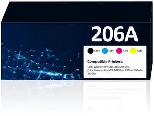 206A Toner Cartridges 4 Pack for HP M283fdw M283cdw Toner Cartridges | Compatible for HP 206A 206X Set for HP Color Laserjet Pro MFP M283fdw M283cdw M255dw Printer(Black/Cyan/Yellow/Magenta) 206A Toner Cartridges 4 Pack for HP M283fdw M283cdw Toner Cartridges | Compatible for HP 206A 206X Set for HP Color Laserjet Pro MFP M283fdw M283cdw M255dw Printer(Black/Cyan/Yellow/Magenta)