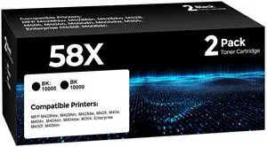 58X High Yield Toner Cartridge Black Replacement for HP 58X HP58X CF258X | Work with Laser Jet Pro M404dw M406dn M404dn M404n MFP M430f M428fdn Printer, 58X CF258X Black Toner 2-pack 58A CF258A 58X High Yield Toner Cartridge Black Replacement for HP 58X HP58X CF258X | Work with Laser Jet Pro M404dw M406dn M404dn M404n MFP M430f M428fdn Printer, 58X CF258X Black Toner 2-pack 58A CF258A