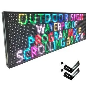 HS Programmable Scrolling Led Sign, Outdoor Digital Display Messsage Board, Full Color High Brightness WIFI Control,Text Customable, for Business Store Restaurant Public(P10 39''x14'') HS Programmable Scrolling Led Sign, Outdoor Digital Display Messsage Board, Full Color High Brightness WIFI Control,Text Customable, for Business Store Restaurant Public(P10 39''x14'')