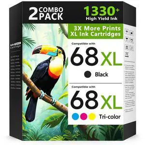 68XL 68 Ink Cartridges Black/Color Combo Pack Compatible for HP68 68 XL 68 Ink Cartridges for HP Printers Replacement for HP Ink 68 68e for Envy 6155e 6100e 6152e 6500e 6552e 6555e 6558e 68XL 68 Ink Cartridges Black/Color Combo Pack Compatible for HP68 68 XL 68 Ink Cartridges for HP Printers Replacement for HP Ink 68 68e for Envy 6155e 6100e 6152e 6500e 6552e 6555e 6558e