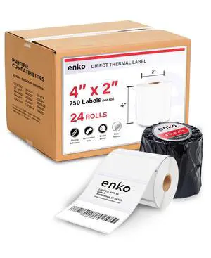 4 x 2 in 24 Rolls | 18000 Direct Thermal Address and Shipping Labels | Perforated, Strong Adhesive, Mailing, Barcode, FBA Stickers and FNSKU Labels Compatible with Zebra and Eltron Printers 4 x 2 in 24 Rolls | 18000 Direct Thermal Address and Shipping Labels | Perforated, Strong Adhesive, Mailing, Barcode, FBA Stickers and FNSKU Labels Compatible with Zebra and Eltron Printers