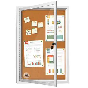 Lockable Outdoor Bulletin Board Weatherproof, Enclosed Cork Board 36x24in | Glass Enclosed Bulletin Board with Locking Door,Notice Board,Aluminum Frame,For Apartment Entrance Church Business Lockable Outdoor Bulletin Board Weatherproof, Enclosed Cork Board 36x24in | Glass Enclosed Bulletin Board with Locking Door,Notice Board,Aluminum Frame,For Apartment Entrance Church Business