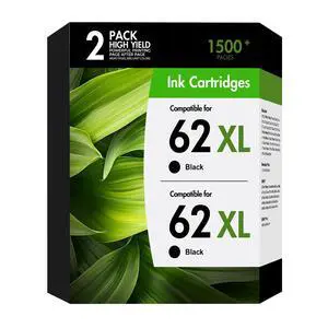 62XL 62 XL Ink Cartridges Black Compatible for HP Envy 7640 5660 2-Pack | Compatible for HP62 62XL Work for HP Envy 7640 5660 7645 5540 5544 5545 5664 OfficeJet 200 250 250 5740 5745 8040 Series 62XL 62 XL Ink Cartridges Black Compatible for HP Envy 7640 5660 2-Pack | Compatible for HP62 62XL Work for HP Envy 7640 5660 7645 5540 5544 5545 5664 OfficeJet 200 250 250 5740 5745 8040 Series