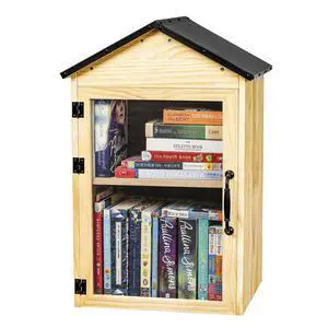 Little Library Box Outdoor, 2-Tier Little Library for Neighborhoods Community School, Weatherproof Solid Wood with Adjustable Shelf & Rust-Proof Hinges, Sharing books, Literature and Newspapers Little Library Box Outdoor, 2-Tier Little Library for Neighborhoods Community School, Weatherproof Solid Wood with Adjustable Shelf & Rust-Proof Hinges, Sharing books, Literature and Newspapers