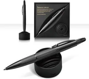 Submarine Luxury Ballpoint Pen with Sonar Stand, Turbine Twist Desk Pen, Phantom Grey Aerospace Aluminum Writing Instrument, Schmidt Refill, Fancy Executive Gift Pen Submarine Luxury Ballpoint Pen with Sonar Stand, Turbine Twist Desk Pen, Phantom Grey Aerospace Aluminum Writing Instrument, Schmidt Refill, Fancy Executive Gift Pen