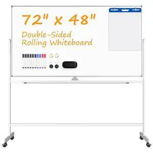 Rolling White Board on Wheels, 72" x 48" Large Dry Erase Board with Stand, Big Rolling Whiteboard for Home, Office, School (72" x 48") Rolling White Board on Wheels, 72" x 48" Large Dry Erase Board with Stand, Big Rolling Whiteboard for Home, Office, School (72" x 48")