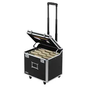 Locking Mobile Business Case, Letter Size, 11x14.75x13.75 In, Black | Combination lock for document security, portable rolling design for office or travel use, letter-size file capacity Locking Mobile Business Case, Letter Size, 11x14.75x13.75 In, Black | Combination lock for document security, portable rolling design for office or travel use, letter-size file capacity
