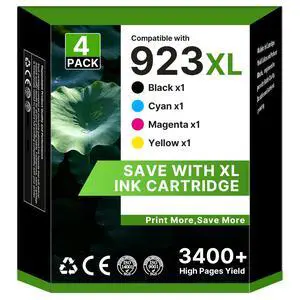 923XL 923 8130e Ink Cartridges Combo Pack Replacement for HP 923XL 923e 923 Ink Cartridges for HP Printers OfficeJet Pro 8130e 8135e 8138e 8139e 9130 8122e 8120 8124e 8125e 8132e, B/C/M/Y with Chip 923XL 923 8130e Ink Cartridges Combo Pack Replacement for HP 923XL 923e 923 Ink Cartridges for HP Printers OfficeJet Pro 8130e 8135e 8138e 8139e 9130 8122e 8120 8124e 8125e 8132e, B/C/M/Y with Chip