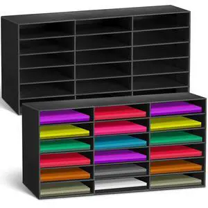 2 Pcs Construction Paper Storage, Classroom Mailboxe, Back to School Literature Sorter, Sturdy Cardboard Paper Organizer for Teacher, Student, Office(18 Slots,Black) 2 Pcs Construction Paper Storage, Classroom Mailboxe, Back to School Literature Sorter, Sturdy Cardboard Paper Organizer for Teacher, Student, Office(18 Slots,Black)