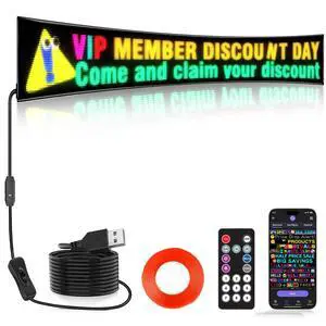 Full Color Dual Row Programmable LED Sign, 43''x6.3'' Flexible P5 USB Bluetooth APP Control LED Signs Custom Text Message Pattern Scrolling LED Display for Store Bar Hotel School Full Color Dual Row Programmable LED Sign, 43''x6.3'' Flexible P5 USB Bluetooth APP Control LED Signs Custom Text Message Pattern Scrolling LED Display for Store Bar Hotel School