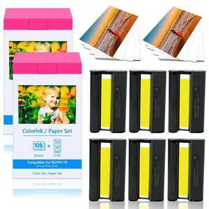 Compatible for Canon Selphy KP-108IN KP108 Ink Cartridge and Paper Set | 4x6 Photo Paper for Selphy CP1500 CP1300 CP1200 CP1000 Compact Photo Printers (2 Set) Compatible for Canon Selphy KP-108IN KP108 Ink Cartridge and Paper Set | 4x6 Photo Paper for Selphy CP1500 CP1300 CP1200 CP1000 Compact Photo Printers (2 Set)