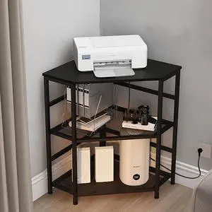Corner Printer Stand Table with Power Outlet Charging Plugs USB Port Adjustable Storage Shelf Computer Tower CPU Stand Holder for Home Office (Black) Corner Printer Stand Table with Power Outlet Charging Plugs USB Port Adjustable Storage Shelf Computer Tower CPU Stand Holder for Home Office (Black)