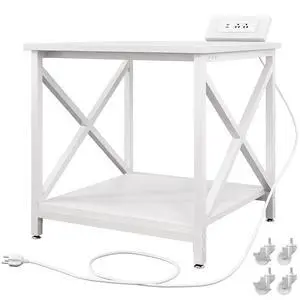 Large Printer Stand with Power Outlet, with Storage Shelf, 2 Tier Rolling Printer Cart with Industrial Wheels, 23.6 x 23.6 Inches Printer Table for Home Office,White Large Printer Stand with Power Outlet, with Storage Shelf, 2 Tier Rolling Printer Cart with Industrial Wheels, 23.6 x 23.6 Inches Printer Table for Home Office,White