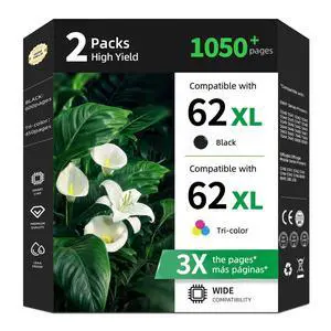 62XL Ink Cartridges Replacement for HP 62 XL Black Color Combo Pack for HP62 HP62XL with Printer Envy 7640 7645 5540 5545 5660 5665 OfficeJet 200 250 5740 5745 5542 5665 5661 5544 5560 5640 5663 5742 62XL Ink Cartridges Replacement for HP 62 XL Black Color Combo Pack for HP62 HP62XL with Printer Envy 7640 7645 5540 5545 5660 5665 OfficeJet 200 250 5740 5745 5542 5665 5661 5544 5560 5640 5663 5742