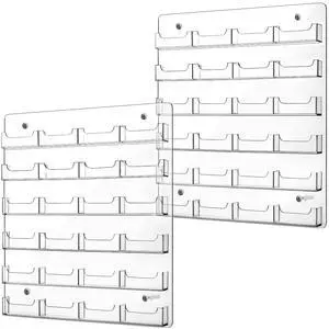 2 Pieces Acrylic Business Card Holder Wall Mount Clear Sticker Display Rack Multiple Clear Acrylic Card Organizer Sticker Display Stand Pre Drilled Cards Storage(45×40 cm,24 Pockets) 2 Pieces Acrylic Business Card Holder Wall Mount Clear Sticker Display Rack Multiple Clear Acrylic Card Organizer Sticker Display Stand Pre Drilled Cards Storage(45×40 cm,24 Pockets)