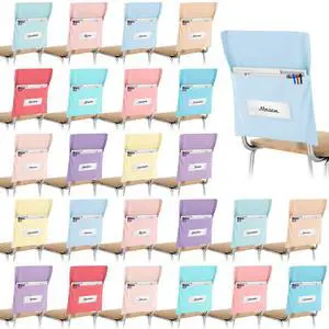 24 Pcs Chair Pockets for Classroom Chairback Pocket Chart 14 x 18 Inch Desk Organizer Pocket Chair Bag for Seat Kindergarten School Classroom (Pastel,Classic) 24 Pcs Chair Pockets for Classroom Chairback Pocket Chart 14 x 18 Inch Desk Organizer Pocket Chair Bag for Seat Kindergarten School Classroom (Pastel,Classic)