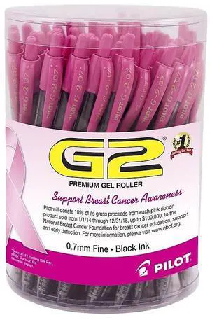 G2 Breast Cancer Awareness Collection Refillable & Retractable Rolling Ball Gel Pens, Fine Point, 0.7 mm, Black Ink Pens, 48-Pack Tub G2 Breast Cancer Awareness Collection Refillable & Retractable Rolling Ball Gel Pens, Fine Point, 0.7 mm, Black Ink Pens, 48-Pack Tub