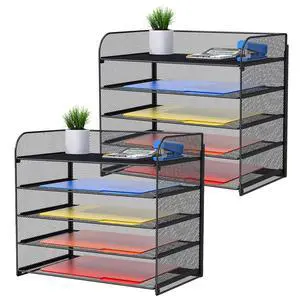 2 Pack Legal/A4/Letter Size Desk Paper Organizer Desktop File Organizer Document Sorter, 5 Tier Mesh Letter Tray File Folder Holder Office Accessories Organization 2 Pack Legal/A4/Letter Size Desk Paper Organizer Desktop File Organizer Document Sorter, 5 Tier Mesh Letter Tray File Folder Holder Office Accessories Organization
