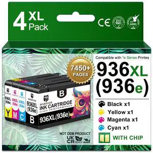 936XL 936e Ink Cartridges for HP 936 936e Ink (BK/C/M/Y, XL) 4-Pack | High Yield Work for HP OfficeJet Pro 9125e 9120e 9730e 9130e 9135e 9122e Printer Upgraded on Jul 6, 2026 936XL 936e Ink Cartridges for HP 936 936e Ink (BK/C/M/Y, XL) 4-Pack | High Yield Work for HP OfficeJet Pro 9125e 9120e 9730e 9130e 9135e 9122e Printer Upgraded on Jul 6, 2026