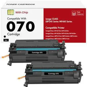 070 Black Toner Cartridge for Canon 070H 070 MF465dw MF462dw CRG-070 2 Pack | Compatible for Canon 070H Toner imageCLASS MF465dw MF462DW LBP247dw LBP246dw LBP240 MF460 MF462 LBP247 LBP246 Printer Ink 070 Black Toner Cartridge for Canon 070H 070 MF465dw MF462dw CRG-070 2 Pack | Compatible for Canon 070H Toner imageCLASS MF465dw MF462DW LBP247dw LBP246dw LBP240 MF460 MF462 LBP247 LBP246 Printer Ink