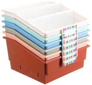 6 Pack Picture Book Organizer Bins with Dividers Large Plastic Book Holders with Labels Multi Purpose Classroom Organization Bins Storage Container (Boho Color,13.5 " X 13.5 " X 7.75") 6 Pack Picture Book Organizer Bins with Dividers Large Plastic Book Holders with Labels Multi Purpose Classroom Organization Bins Storage Container (Boho Color,13.5 " X 13.5 " X 7.75")