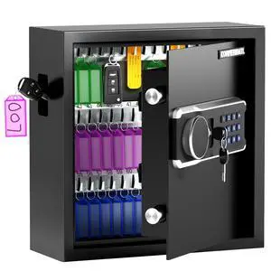 65 Key Heavy Duty Lock Box Wall Mount for Keys with Code | Electeonic Key Cabinet with Key-Out Tags, Deposit Slot, Adjustable Hooks, Silent Mode, LED Light For Key Storage Management 65 Key Heavy Duty Lock Box Wall Mount for Keys with Code | Electeonic Key Cabinet with Key-Out Tags, Deposit Slot, Adjustable Hooks, Silent Mode, LED Light For Key Storage Management